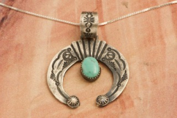 Genuine Royston Turquoise Sterling Silver Navajo Pendant